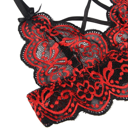 Sexy Embroidered Plus-size Lace Lingerie Set